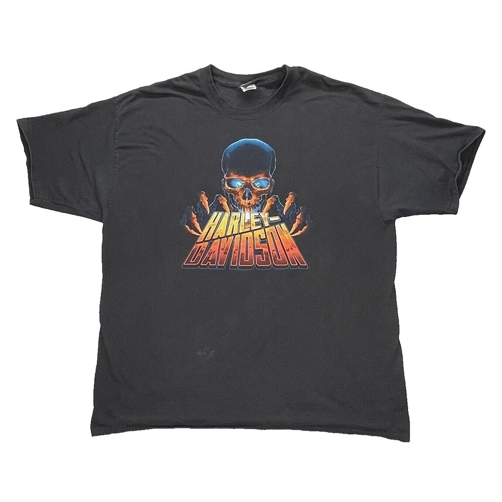 Harley‎ Davidson Graphic T-shirt Mens 2XL Motorcycles of Tampa 2015 Black Skull
